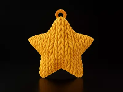 Knitted Star Ornament Knitted Texture Star Cozy Yarn Look Star  3D print model