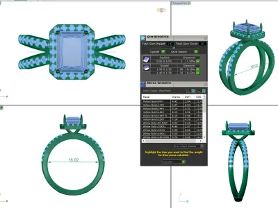 Halo setting radiant criss cross eternity diamond ring for women 3D print model