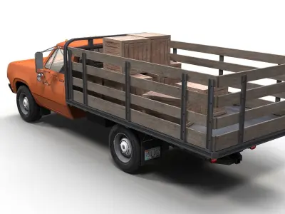 Dodge light-duty stake truck Low-poly 3D model