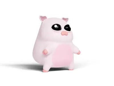 Animated Pink Pig Low-poly 3D model