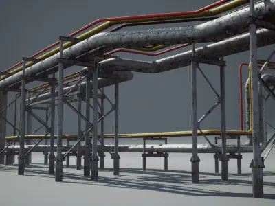 Modular industrial pipeline UE4 UNITY Low-poly 3D model