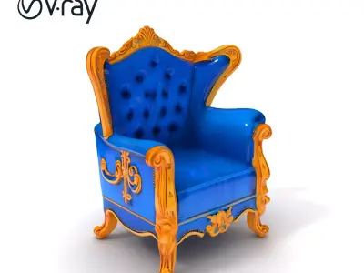 Royal Blue Armchair D Model Pack Low-poly 3D model
