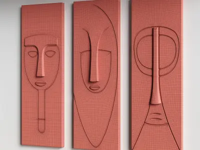 Abstract faces wall decor 3D model