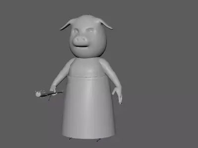 Piggy 3D Model  Rigged Textured Horror Character Maya Low-poly 3D model