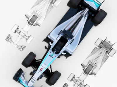 Mercedes W07 car Low-poly 3D model