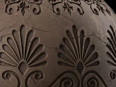 Metal Materials 14- Ornament Metal panels Pbr 4k Seamless Low-poly 3D model
