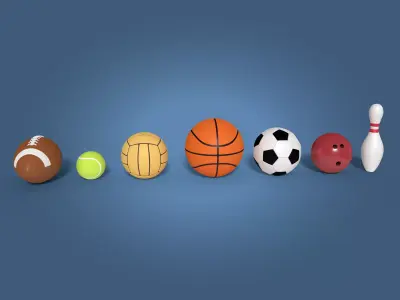 Cartoon Balls Low-poly 3D model