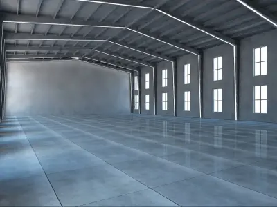 MODEL WAREHOUSE empty with windows 3D model