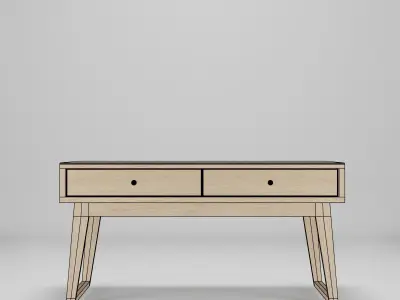 Wood Table with drawers Low-poly 3D model