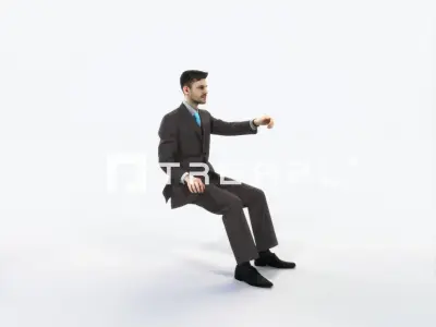 Posture 20D Driver Driving Sitting Elegant Business Man Low-poly 3D model
