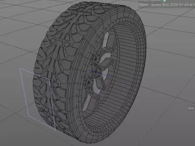 Rim and Tire Low-poly 3D model