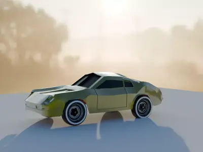 High-Quality 3D Model  Futuristic  low poly Sports Car 3D model