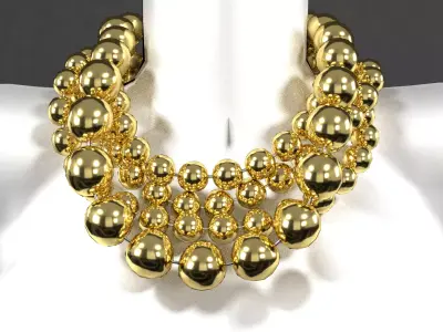 Big Metal Balls Necklace 3D model