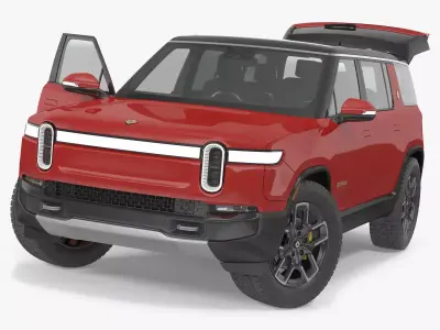 2023 Rivian R1S SUV Red Rigged 3D model