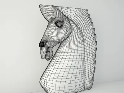 Large Wood Carved Horse Head 3D model