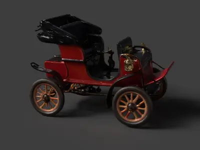 Vintage buggy  car figure  Low-poly 3D model
