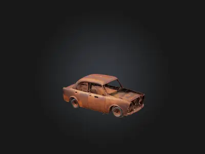 Rusted Car Frame Low-poly 3D model