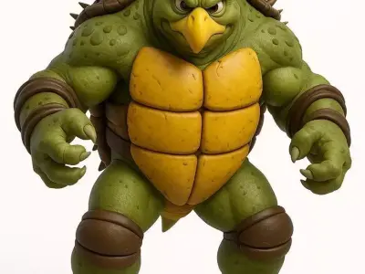 Turtle Warrior 3D Model  Armored Reptile Fighter 3D model