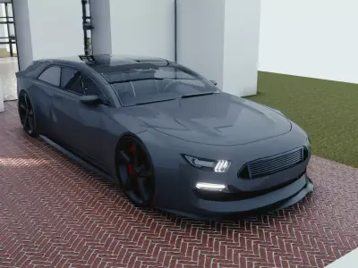 BLENDER EEVEE Brandless Extended Wheelbase 2 door shooting brake Low-poly 3D model