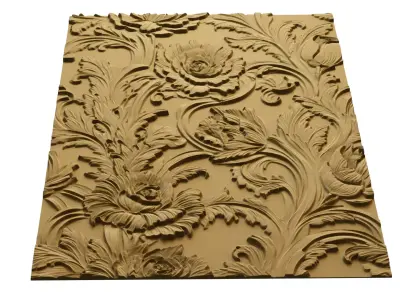 modern rose panel wall decor set relief stl mural CNC 298 3D model