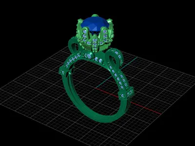 STL 3DM Print Ready Women Diamond Ring Lightweight Printable  3D print model 30