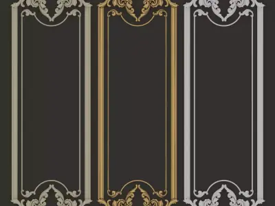 ornament frame with three diffrent material  3D model