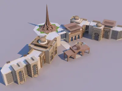 0169 - Islamic Facade Building 3D model