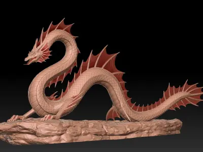 Ancient Sea Dragon above a Rock with Zbrush Project File 3D model