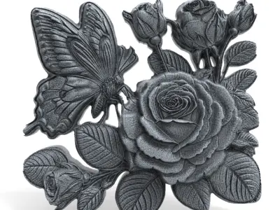 butterfly in rose cnc model 3D print model
