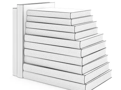 Books Set stack of 3D model shop