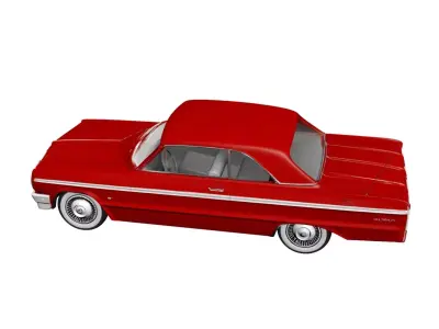 1966 Classic American Coupe Car Vintage Full Size Vehicle 3D model