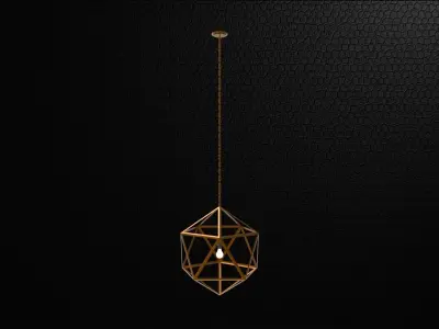 lantern A geometric pendant light in gold 3D model