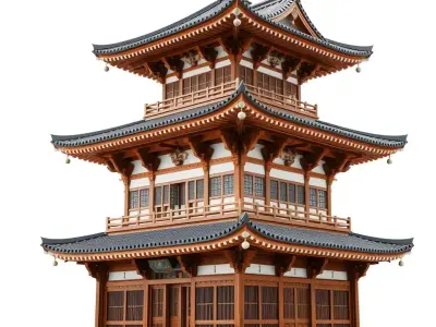 Elegant Pagoda Architecture model pack Low-poly 3D model