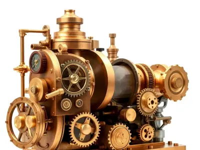 Steampunk Bronze Engine model pack Low-poly 3D model