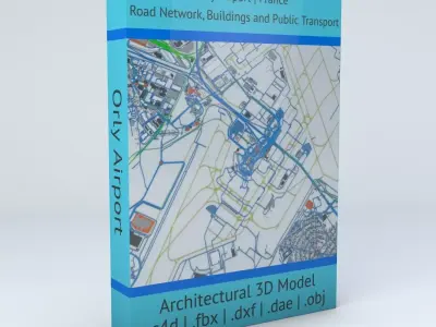 Paris Orly ORY Airport Roads Buildings and Public Transport 3D model