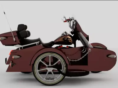 Harley-Electra Glide sitecar Low-poly 3D model