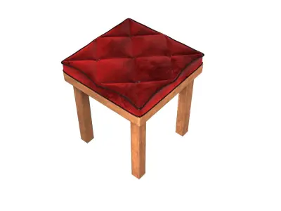 Stool red velvet 3D model