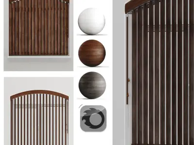 Wooden blinds and arched window 3D model