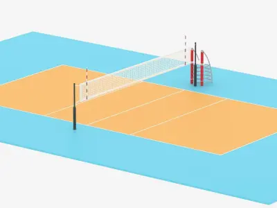 Cartoon Volleyball Court 3D model