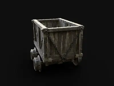 WAGON MINE QUARRY CAR CARGO COAL RAIL MINING TOOL Low-poly 3D model