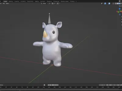 Little animal baby - Rhino cute - Animated Low-poly 3D model