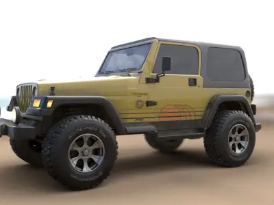 Jeep Wrangler TJ Custom Design Jeep Islander theme Low-poly 3D model