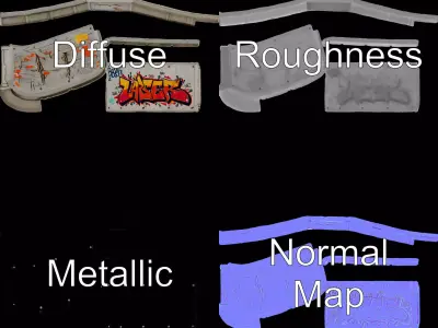 Urban Graffiti Wall model pack Low-poly 3D model