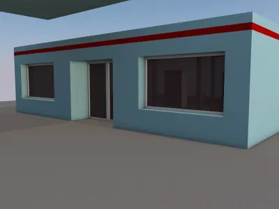 Cartoon low-poly gas station Low-poly 3D model