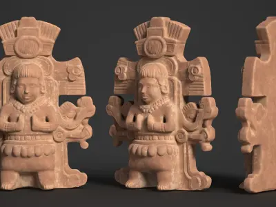 15 Ancient Mayan Statues - 250120 Low-poly 3D model