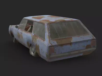 Abandoned Car - Opel Rekord Caravan Low-poly 3D model