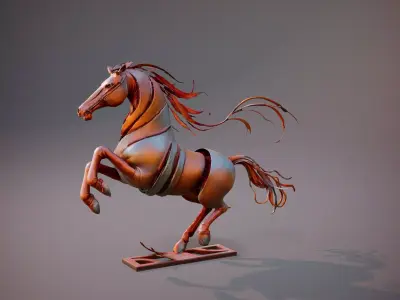 Rustic Bronze Horse model pack Low-poly 3D model