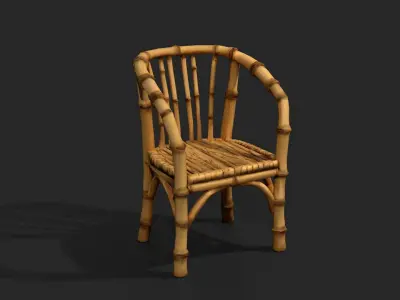 Stylized bamboo chair armchair Low-poly 3D model