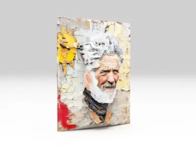 Grandfather  picture head old man  Low poly Stl 2K Texture  3D print model