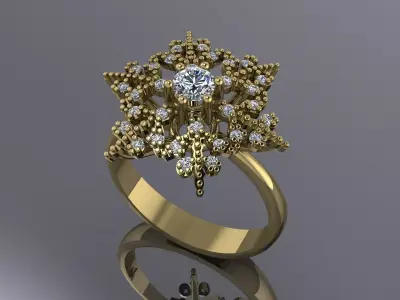 Snowflake Ring Jewelry silver gold 3D print model